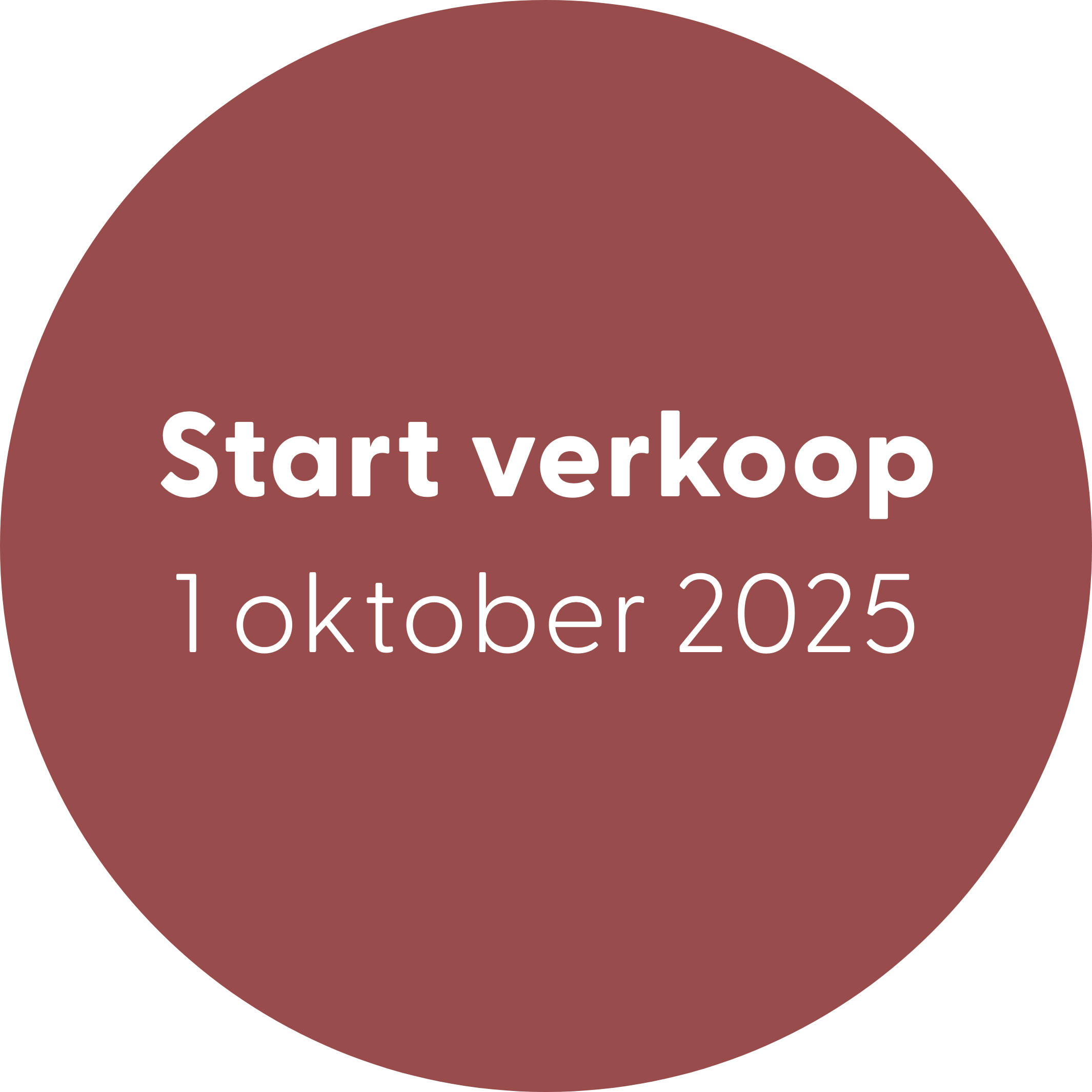 Start verkoop - 1 oktober
